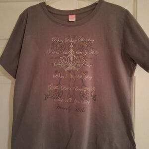 Gray Short Sleeve Tee with Rhinestone Design
